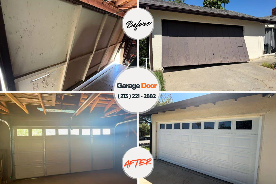 Before and after: garage door repair Tyndall, SD